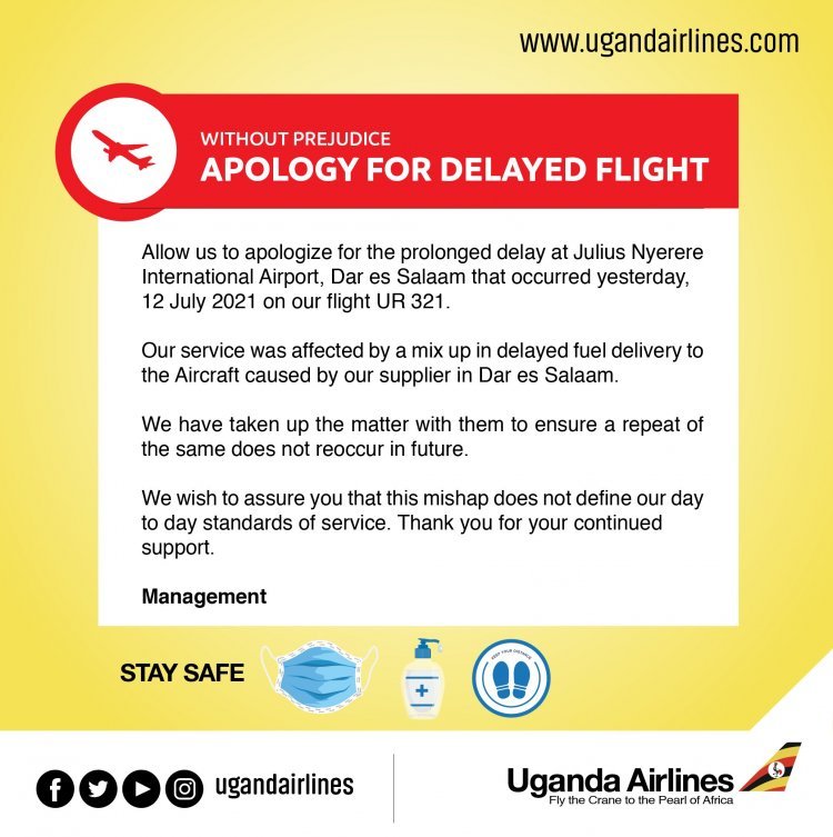 Uganda Airlines runs out of fuel while in transit