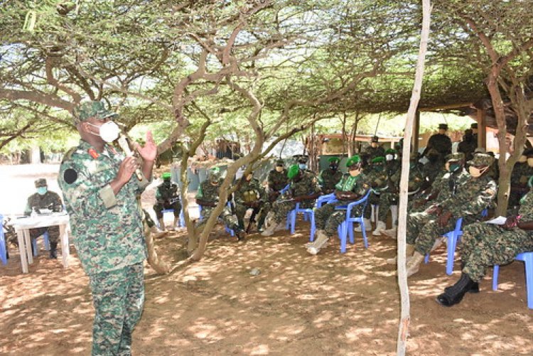 Kainerugaba urges  Ugandan troops in Somalia  to maintain a high levels of discipline, professionalism and good relations with the local communities.